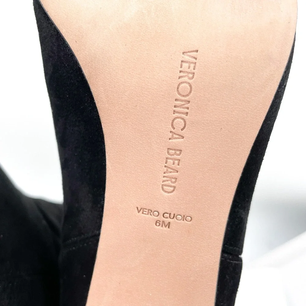 Veronica Beard‎ Lexington Boots Black Suede Pointed Toe Knee High Heels Sz 6